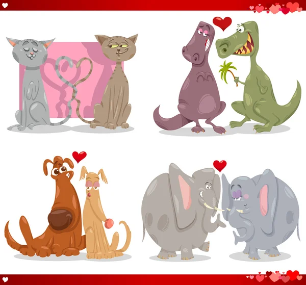Valentine desenho animado ilustração amor conjunto — Vetor de Stock