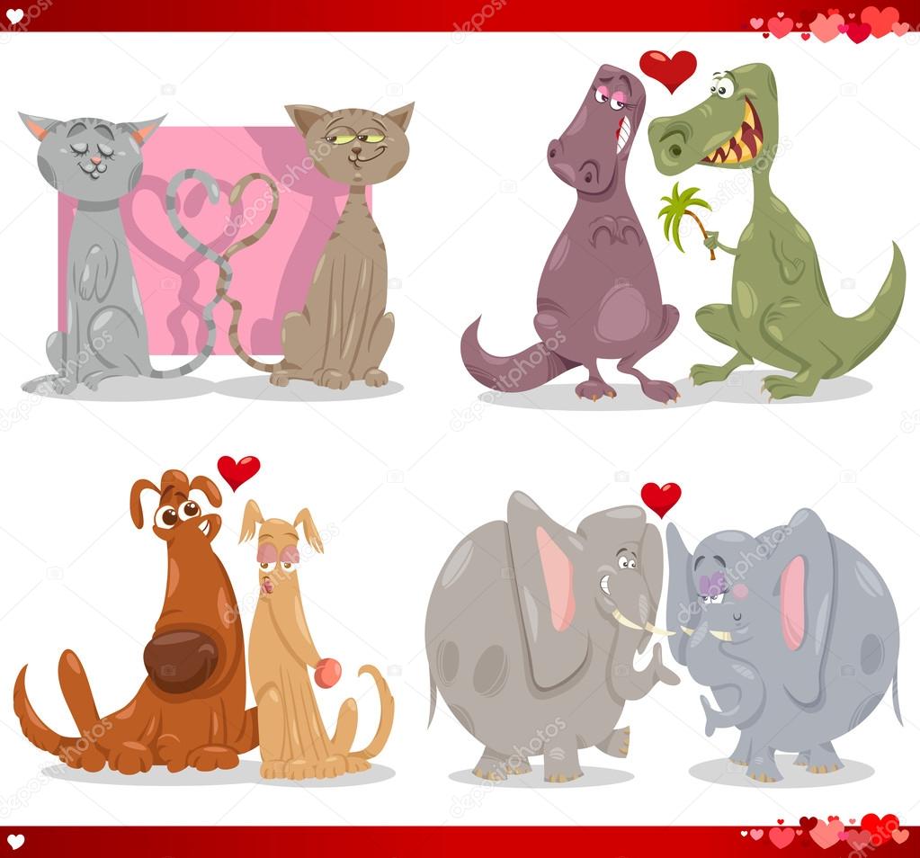 valentine cartoon illustration love set