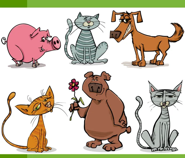 Dieren schets cartoon afbeelding instellen — Stockvector