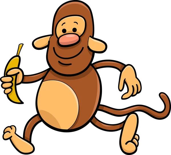 Singe avec illustration de dessin animé banane — Image vectorielle