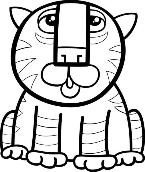 Tiger Animal Cartoon Ausmalseite — Stockvektor