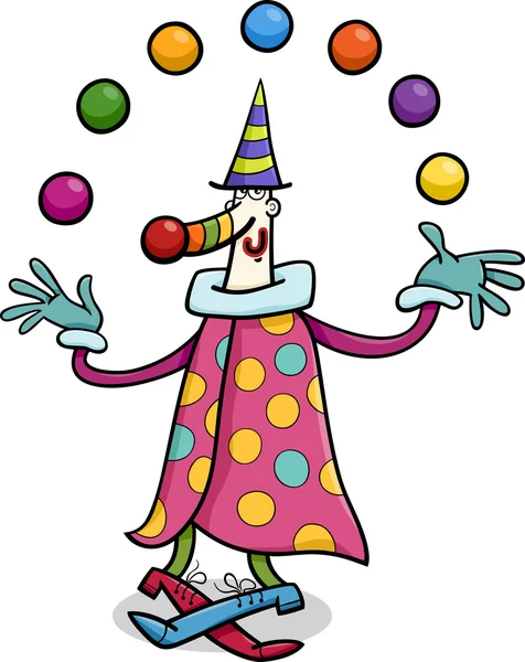 Cirkusu klaun žonglér kreslený obrázek — Stockový vektor