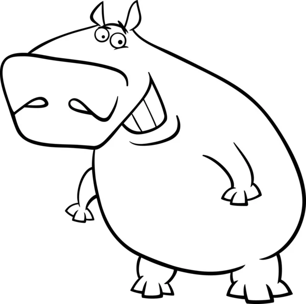 Hippopotamus cartoon coloring page — Stock Vector