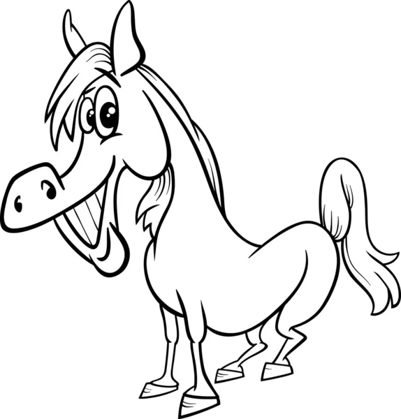 Farm horse cartoon coloring page — Stock Vector