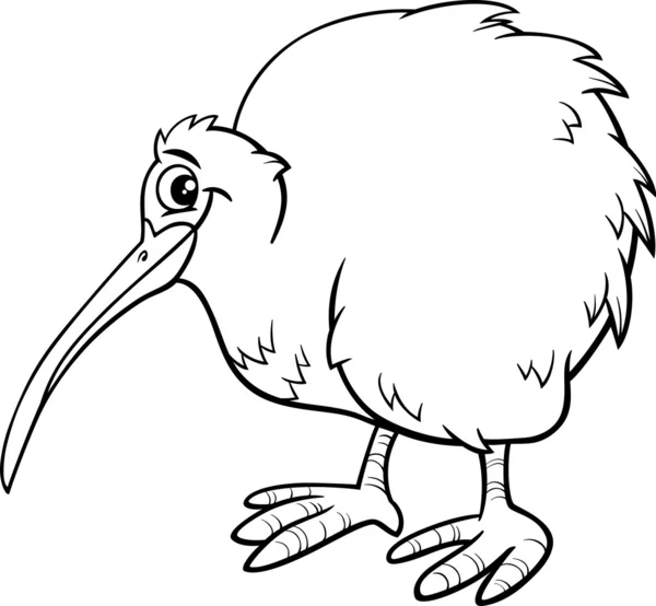 Kiwi oiseau dessin animé coloriage — Image vectorielle