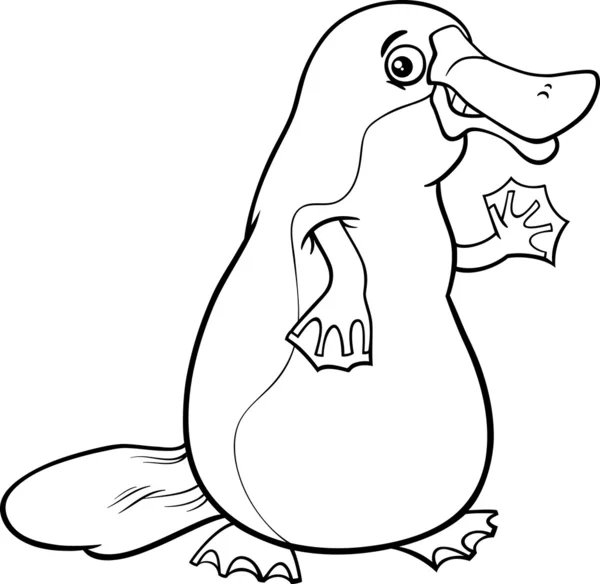 Kacsacsőrű emlős állat rajzfilm színező oldal — Stock Vector