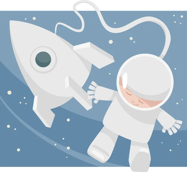 Pequeño hombre del espacio ilustración de dibujos animados — Vector de stock