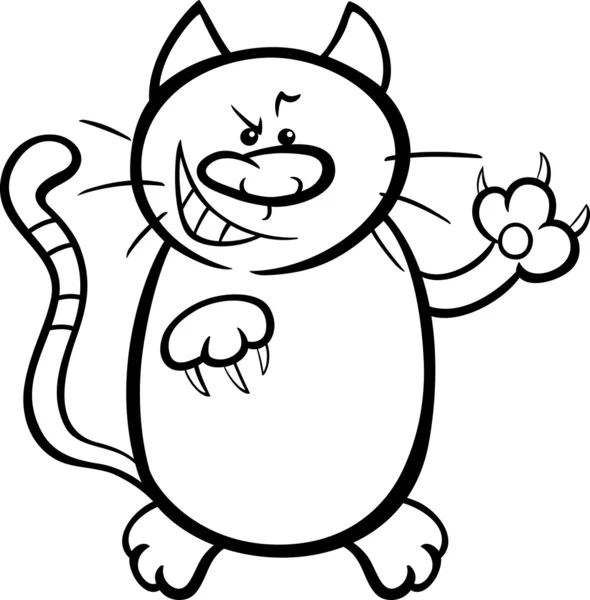 Katze Krallen Karikatur Ausmalseite — Stockvektor