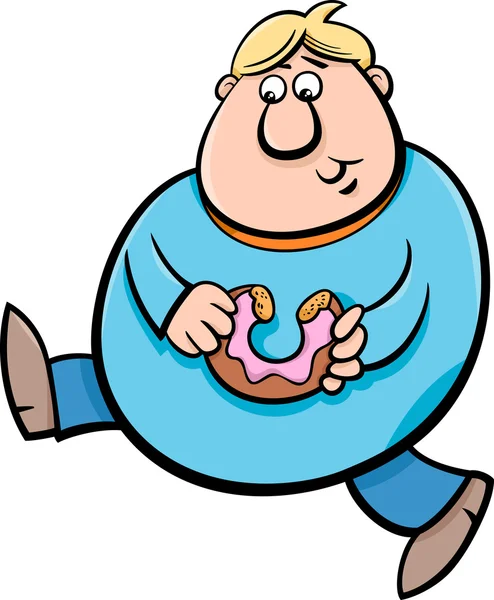 Hombre con caricatura de donut — Vector de stock