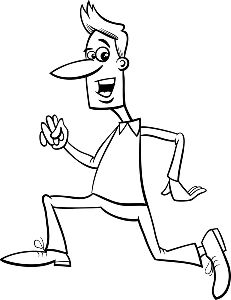 Running man cartoon coloring page — стоковый вектор