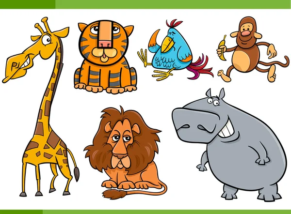 Animais desenhos animados personagens conjunto — Vetor de Stock