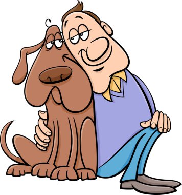 köpek sahibi karikatür çizim ile