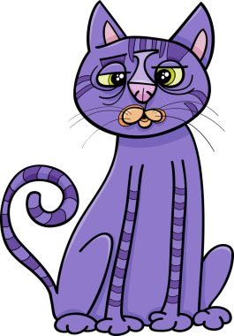 purple cross eyed cat cartoon clipart