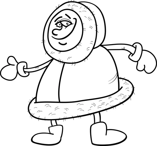 Coloriage dessin animé eskimo — Image vectorielle