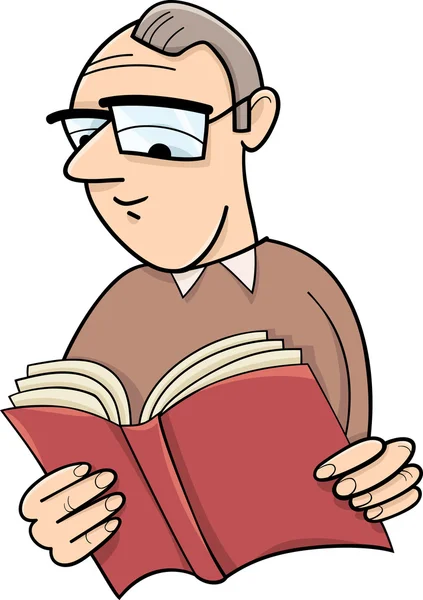 Reader met cartoon boekillustratie — Stockvector