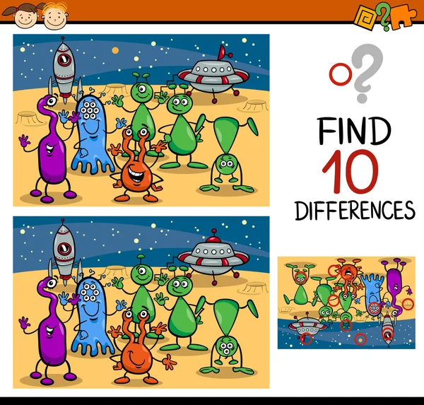 Trouver des différences dessin animé jeu — Image vectorielle