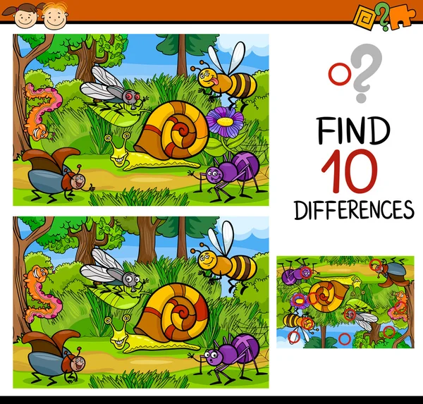 Finding differences game cartoon — Stock Vector