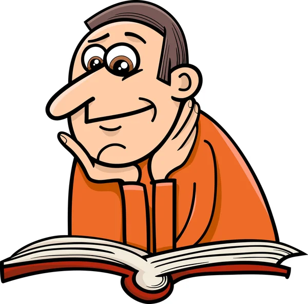 Ilustracja kreskówka mężczyzna czytelnik — Wektor stockowy