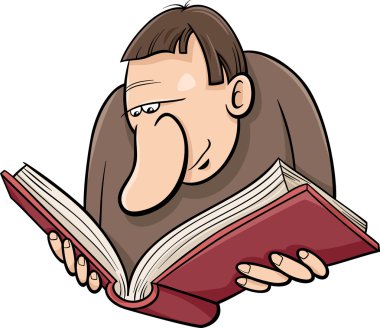 okuyucu kitap karikatür çizim ile