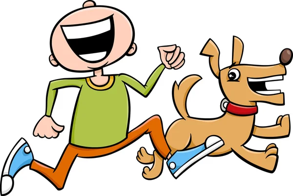 Çocuk köpek yavrusu karikatür ile — Stok Vektör