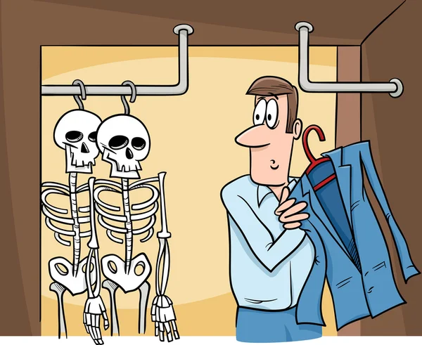 Skeletons in the closet cartoon — Stock Photo, Image
