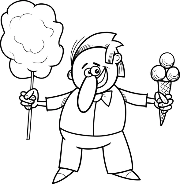 Candy vendor coloring page — Stock Vector