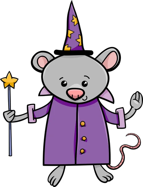 Wizard mouse cartoon illustration — Stock Vector