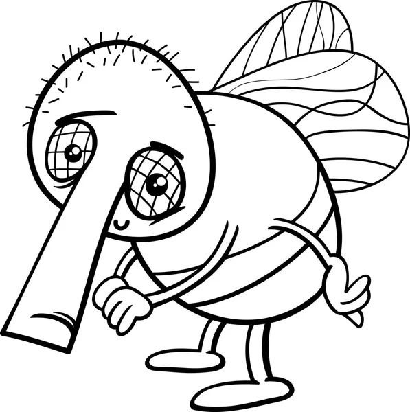 Funny fly cartoon coloring page — Stock Vector