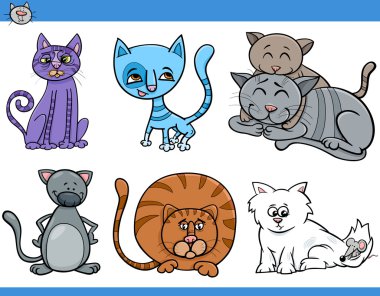 cats set cartoon illustration clipart