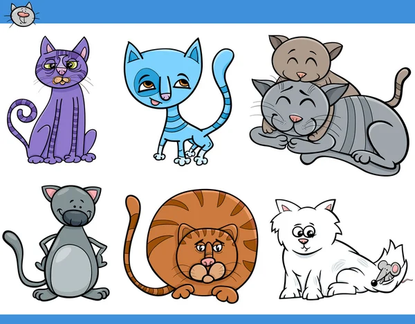 Gatos conjunto desenho animado ilustração — Vetor de Stock