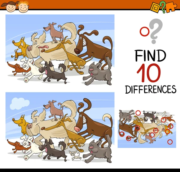 Encontrar diferencias juego de dibujos animados — Vector de stock