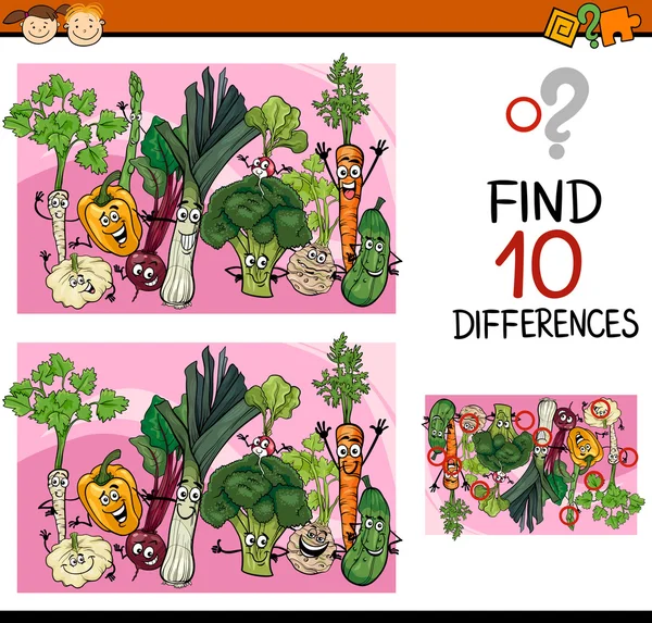 Finding differences game cartoon — Stock Vector