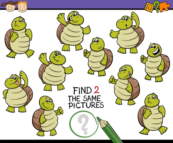 Encontrar la misma imagen juego de dibujos animados — Vector de stock