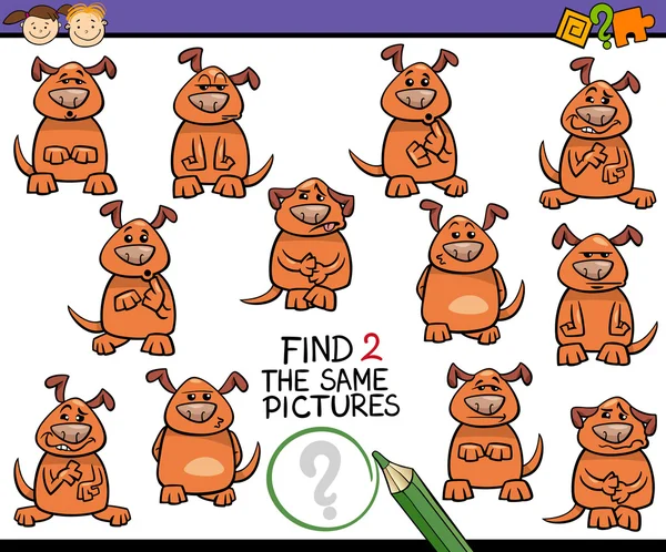 Trouver la même image jeu de dessin animé — Image vectorielle