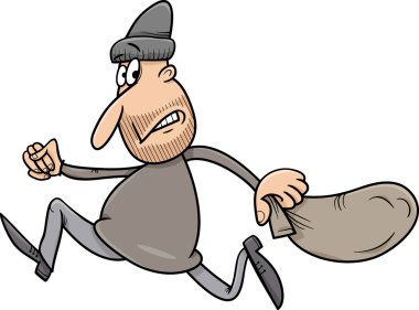 running thief cartoon illustration clipart
