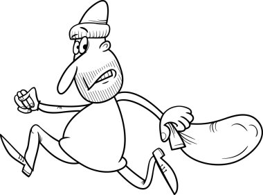 running thief cartoon coloring page clipart