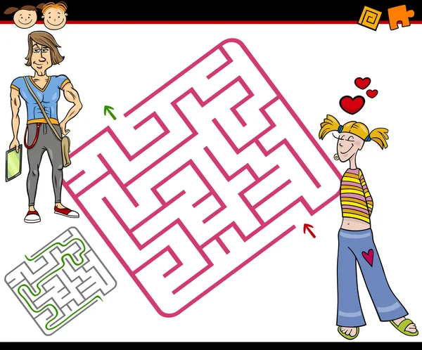 Cartoon labyrint of labyrint spel — Stockvector