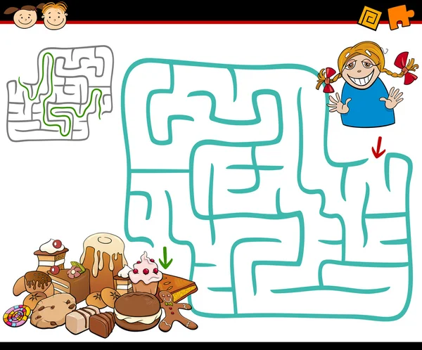 Cartoon maze or labyrinth game — Stock Vector