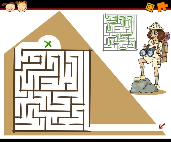 Kreslený bludiště nebo labyrint hra — Stockový vektor