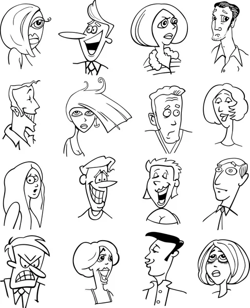 Cartoon people characters faces — Stock Vector