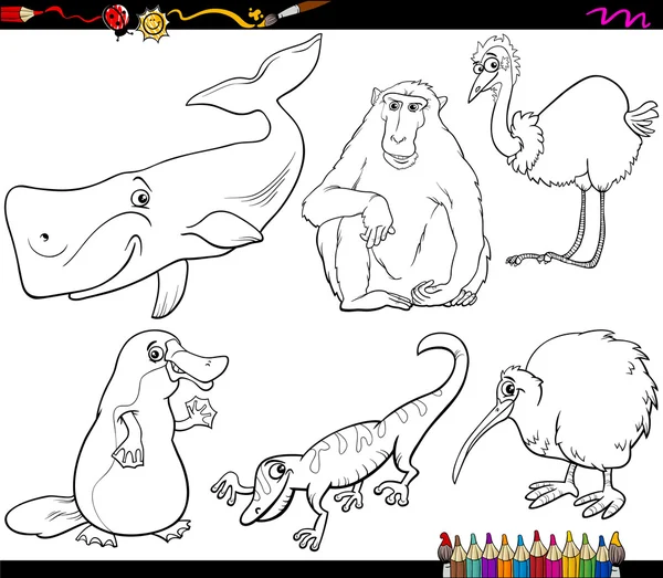 Animals and food coloring page — Stock Vector