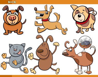 Köpekler karakter kümesi karikatür