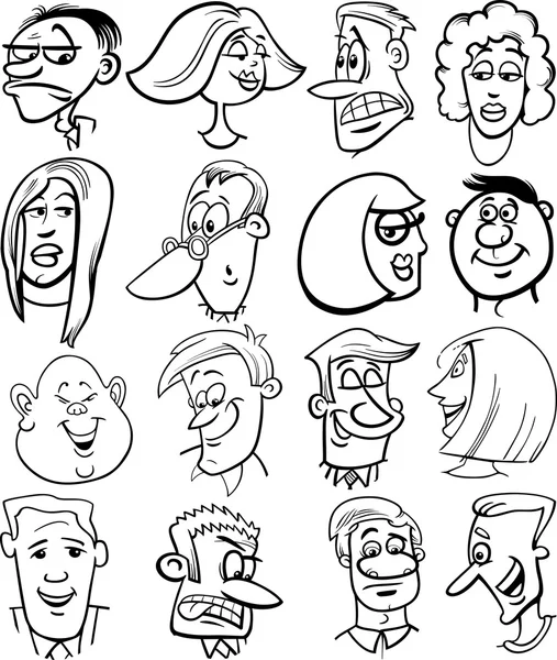 Personnages de dessins animés personnages visages — Image vectorielle