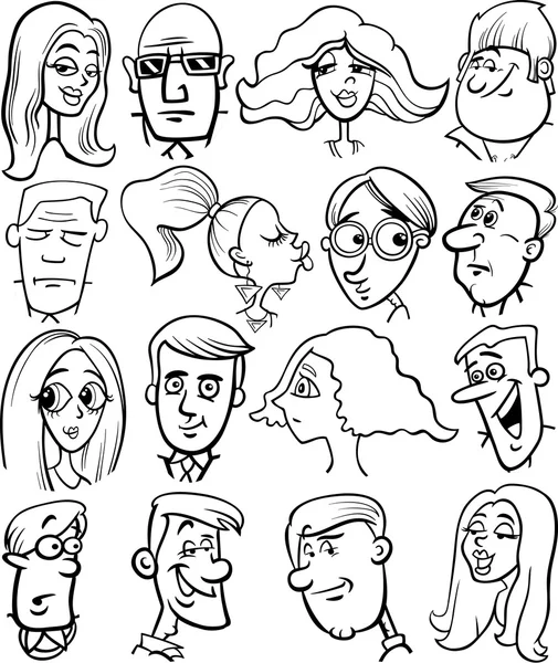 Personnages de dessins animés personnages visages — Image vectorielle