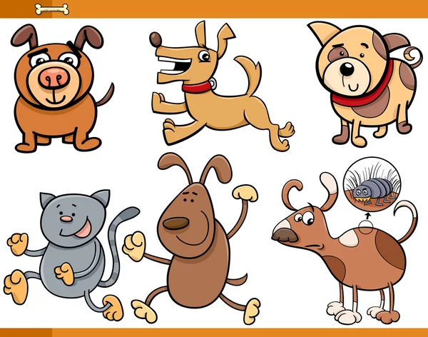 Personajes de perros conjunto de dibujos animados — Vector de stock