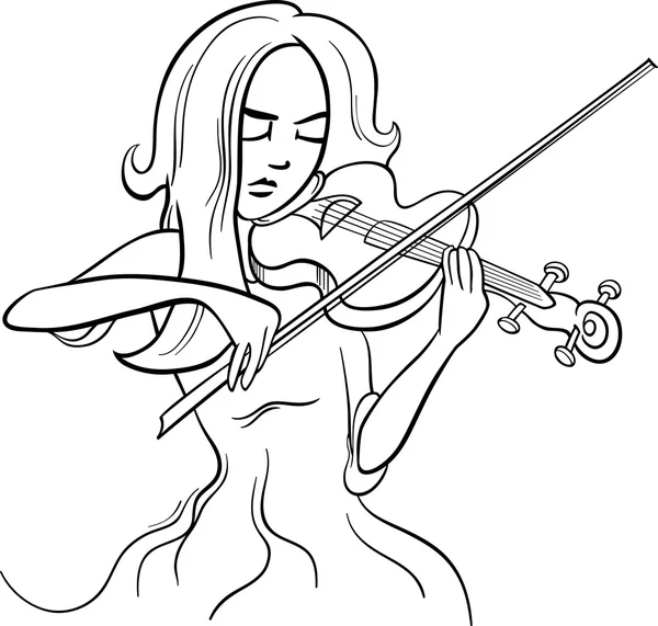 Violinist girl cartoon illustration — Stock Vector