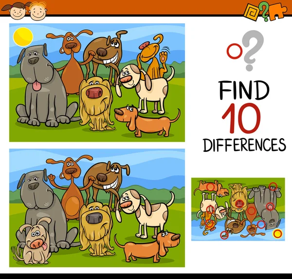 Encontrar diferencias juego de dibujos animados — Vector de stock