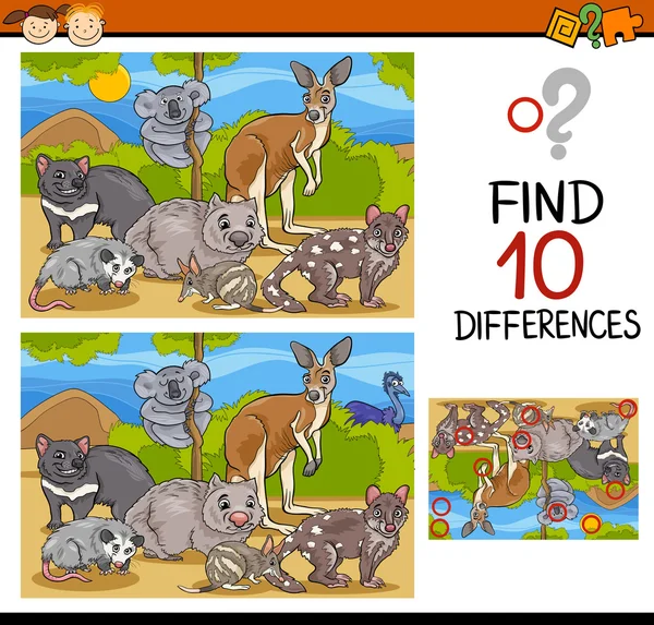 Finding differences game cartoon — Stock Vector