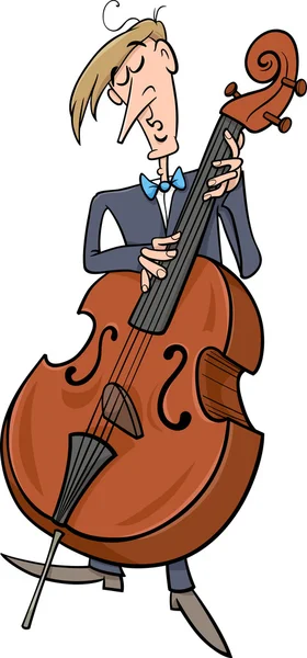 Contrabass zenész rajzfilm — Stock Vector