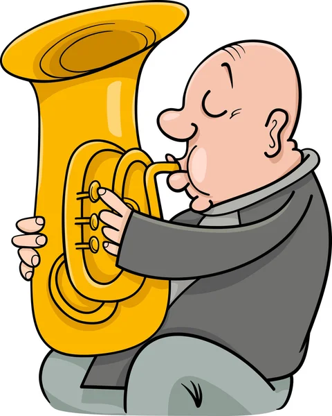 Trompetista músico ilustración de dibujos animados — Archivo Imágenes Vectoriales